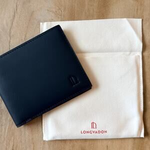 Longvadon 1407 Soft Leather Bifold Wallet 8CC Classic Black Calfskin BRAND NEW